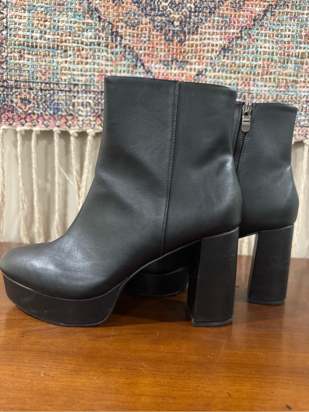Chinese Laundry Black Platform Block Heel Ankle Boots - Women's